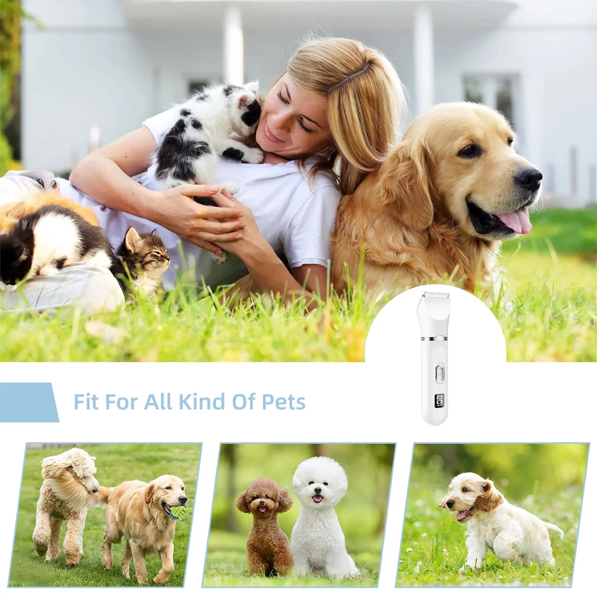 4-in-1 Multi-Functional Pet Grooming Kit | Cordless 7500 RPM Paw Trimmer & Nail Grinder