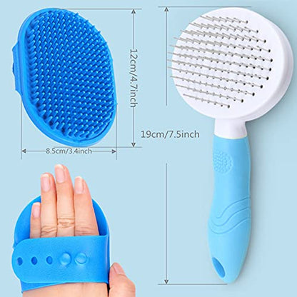 2-in-1 Pet Grooming Brush Set | Self-Cleaning Slicker & Silicone Bath Brush