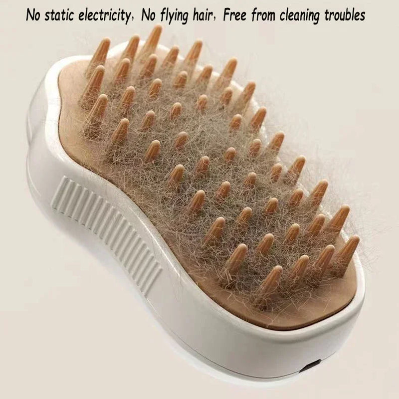 3-in-1 Electric Steamy Pet Brush | Wireless Spray Grooming & Massage Comb