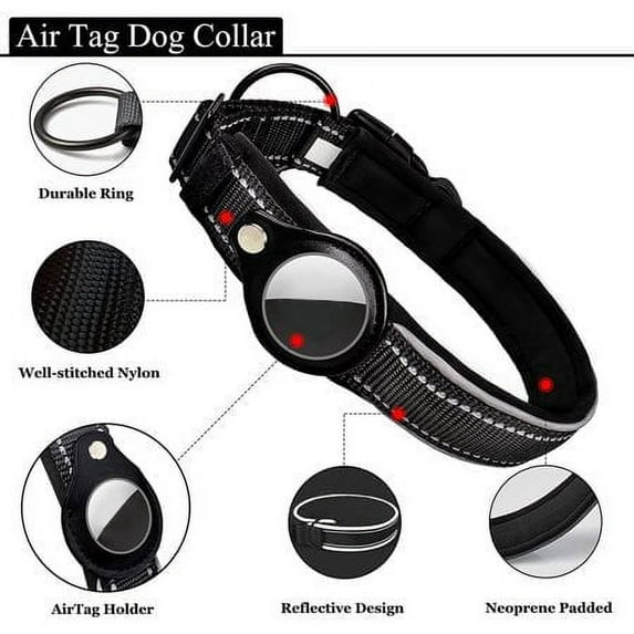 Integrated AirTag Dog Collar | Heavy-Duty Reflective & Padded Pet Tracker Collar