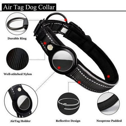 Integrated AirTag Dog Collar | Heavy-Duty Reflective & Padded Pet Tracker Collar
