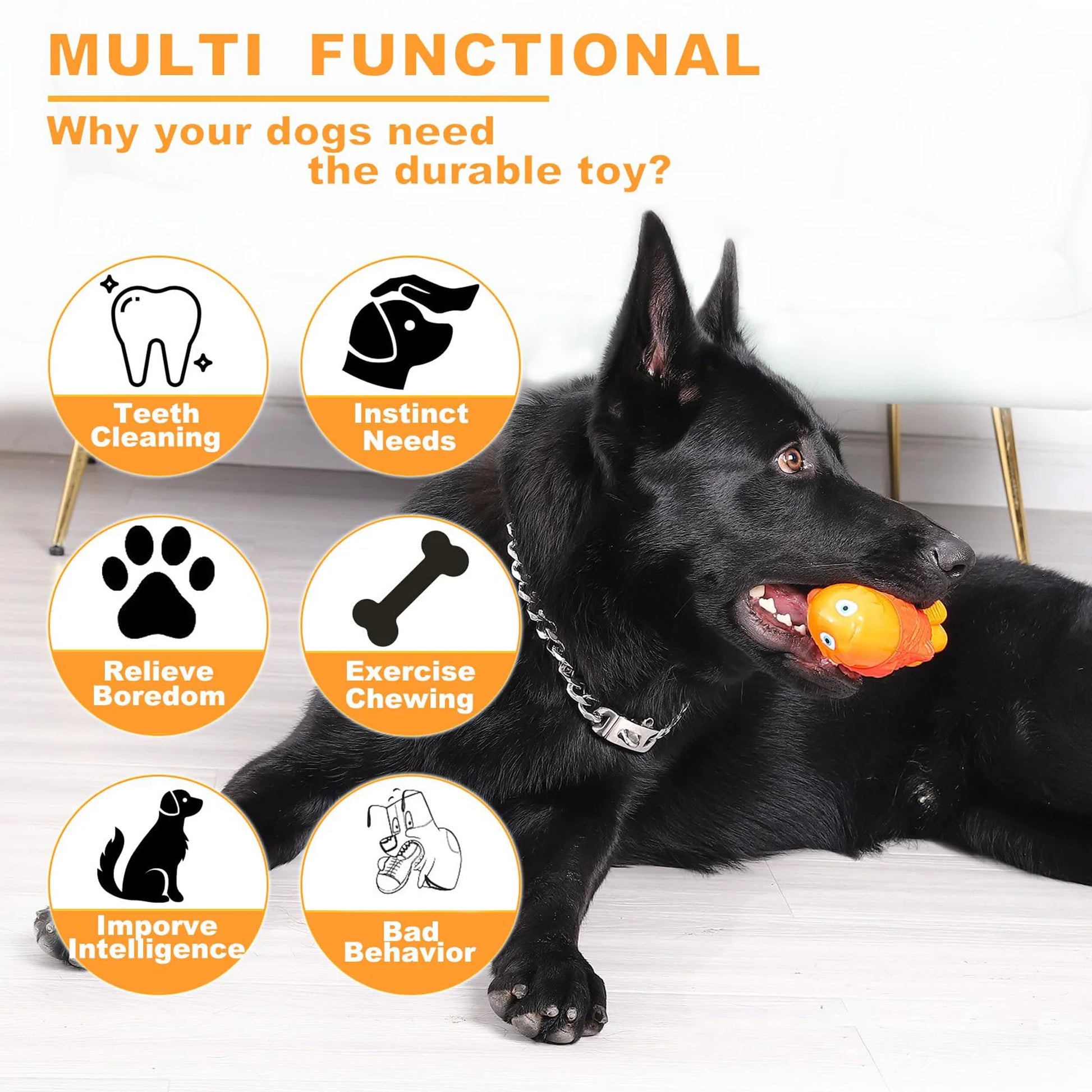 Indestructible Squeaky Dog Toy for Aggressive Chewers – Heavy Duty Rubber Fetch & Pool Toy for Large Breeds