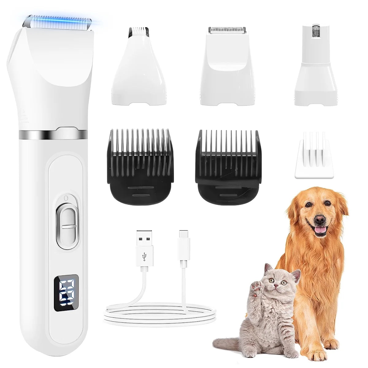 4-in-1 Multi-Functional Pet Grooming Kit | Cordless 7500 RPM Paw Trimmer & Nail Grinder