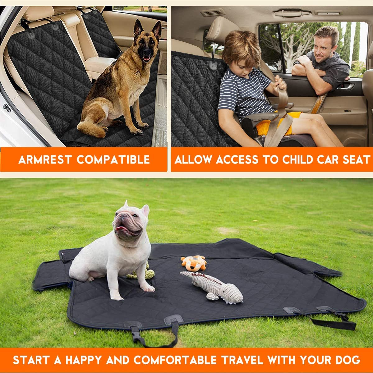 Premium Waterproof Dog Seat Cover | Scratchproof, Non-Slip Back Seat Hammock