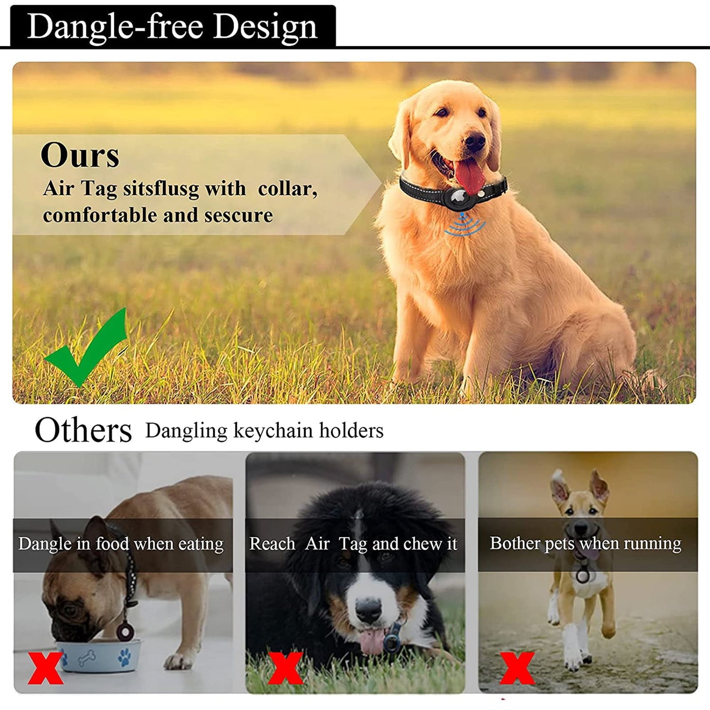Integrated AirTag Dog Collar | Heavy-Duty Reflective & Padded Pet Tracker Collar