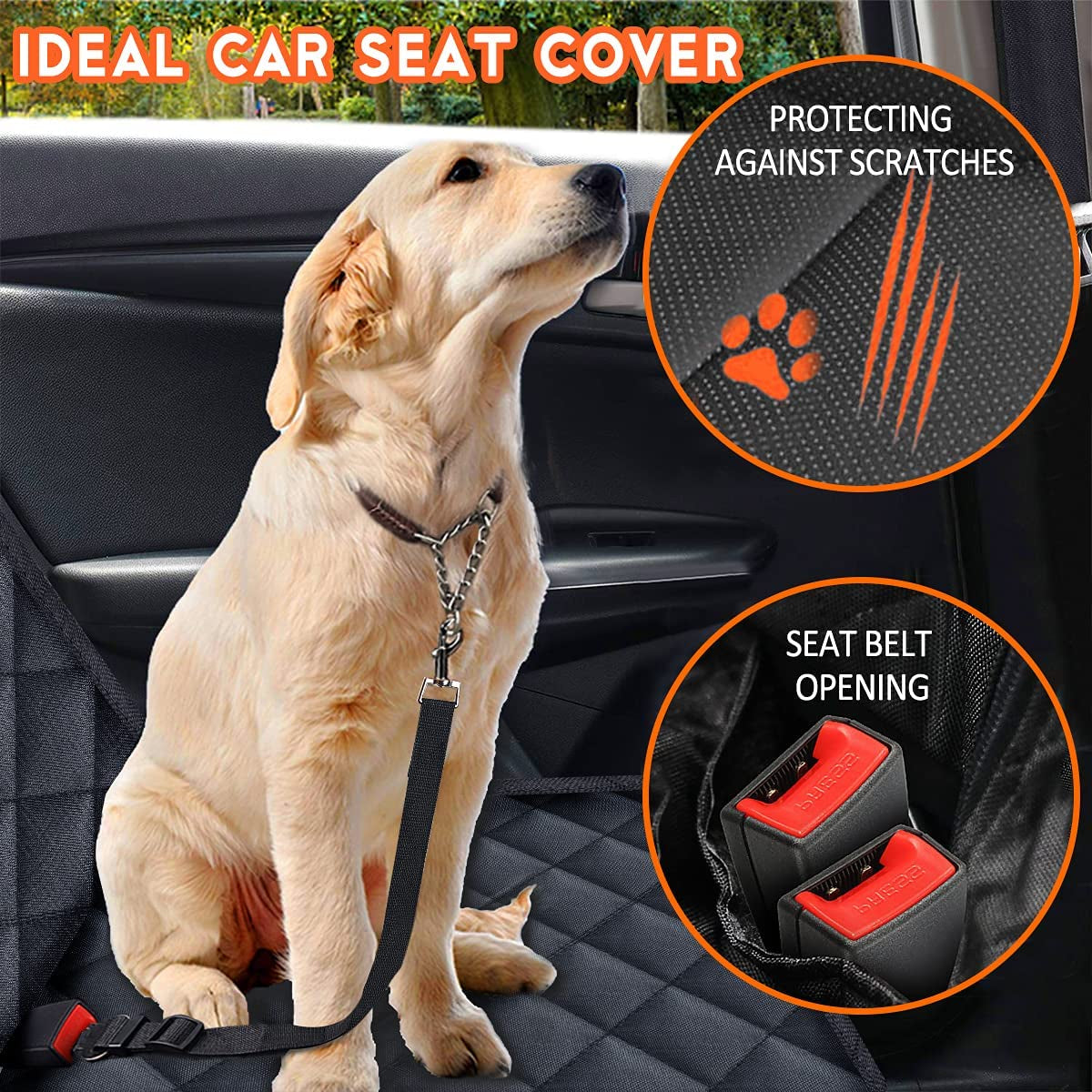 Premium Waterproof Dog Seat Cover | Scratchproof, Non-Slip Back Seat Hammock