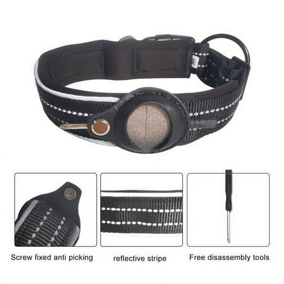Integrated AirTag Dog Collar | Heavy-Duty Reflective & Padded Pet Tracker Collar