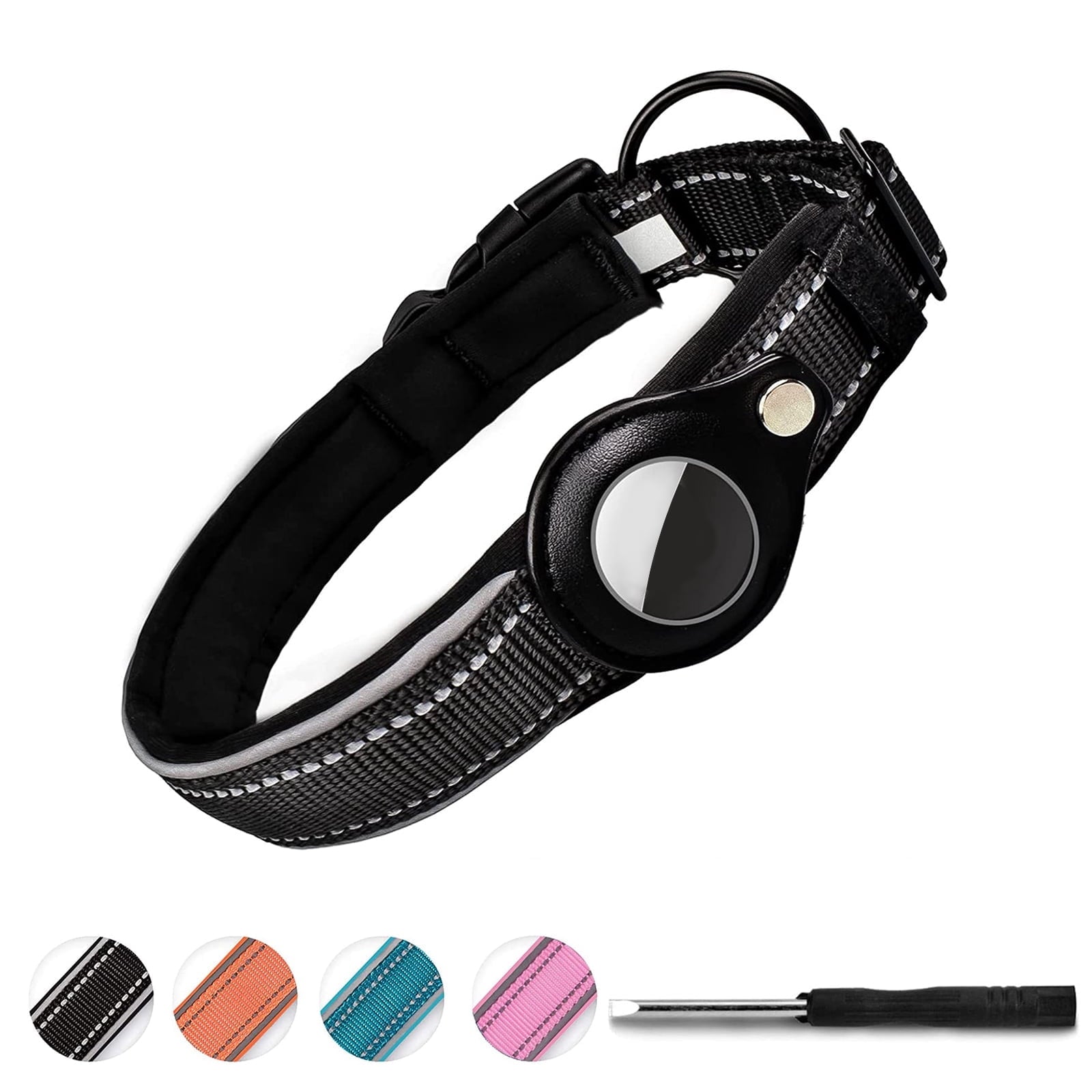 Integrated AirTag Dog Collar | Heavy-Duty Reflective & Padded Pet Tracker Collar