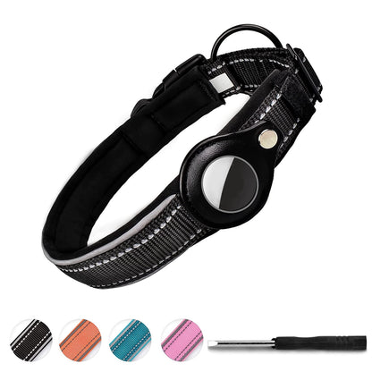 Integrated AirTag Dog Collar | Heavy-Duty Reflective & Padded Pet Tracker Collar