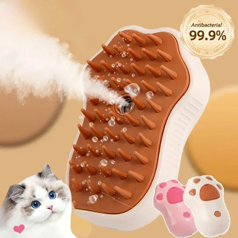 3-in-1 Electric Steamy Pet Brush | Wireless Spray Grooming & Massage Comb