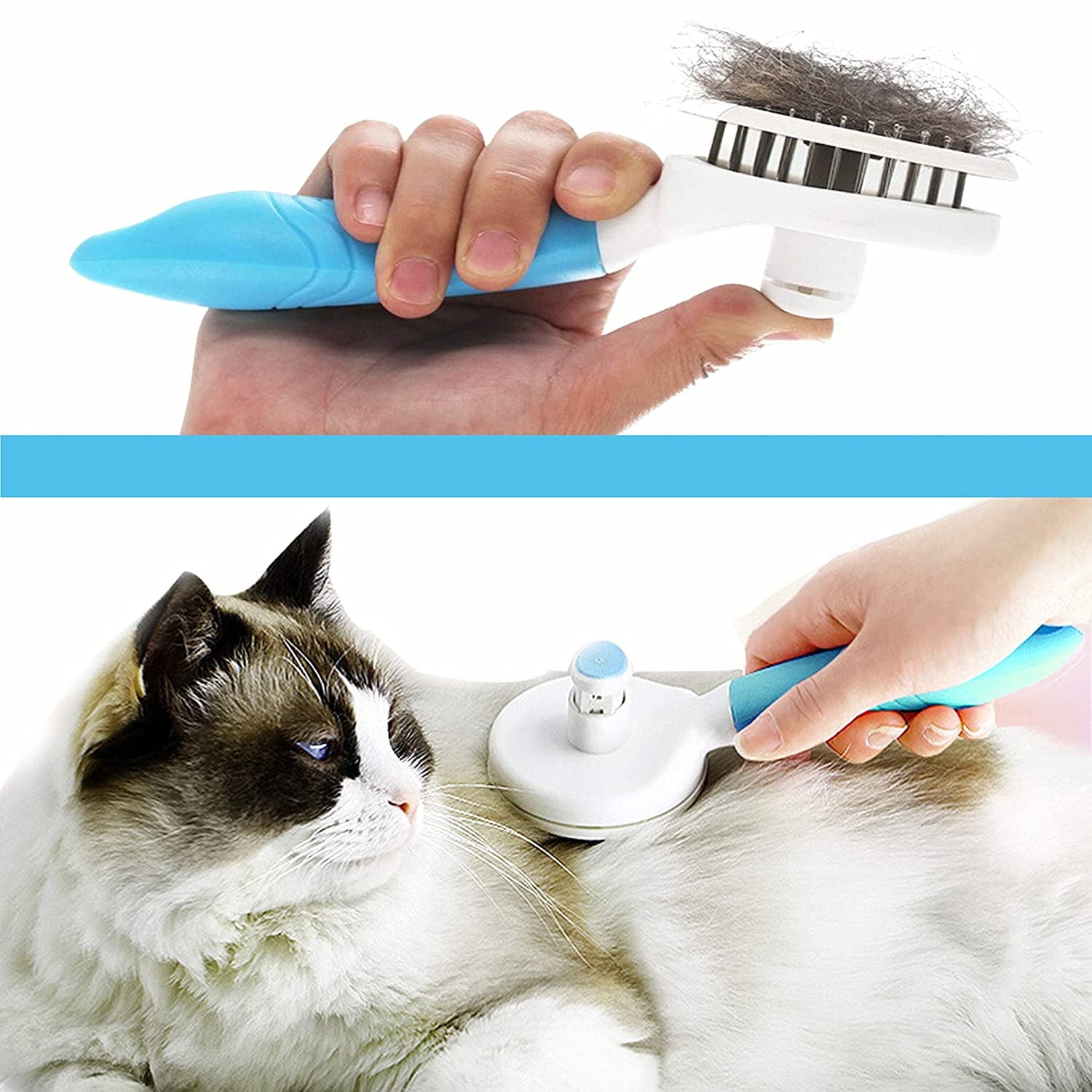 2-in-1 Pet Grooming Brush Set | Self-Cleaning Slicker & Silicone Bath Brush