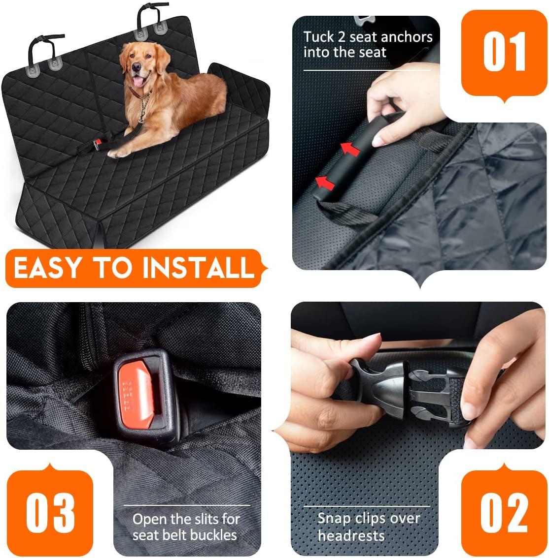 Premium Waterproof Dog Seat Cover | Scratchproof, Non-Slip Back Seat Hammock