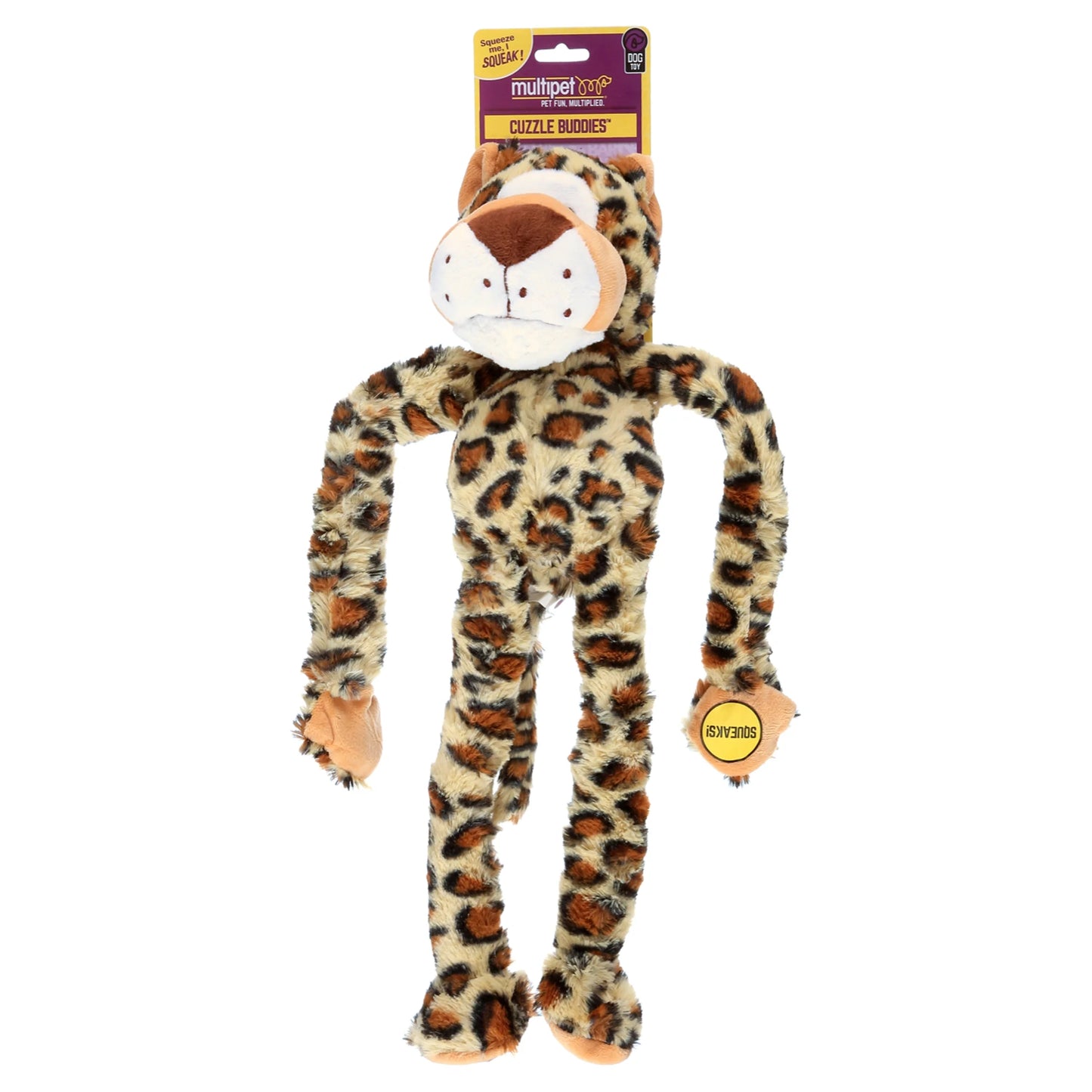 Swingin' Safari Plush Leopard Dog Toy with squeakers