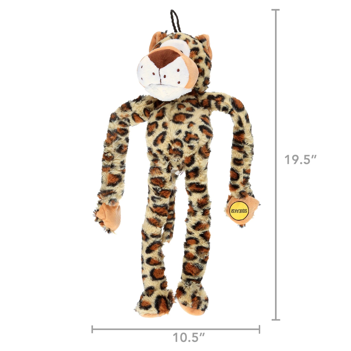 Swingin' Safari Plush Leopard Dog Toy with squeakers