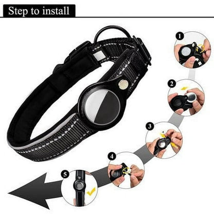 Integrated AirTag Dog Collar | Heavy-Duty Reflective & Padded Pet Tracker Collar